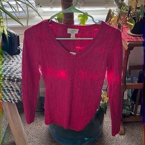 Ann Taylor loft petites pink v neck sweater